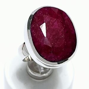 Ruby Solitaire 18x14 mm Oval SILVER Ring